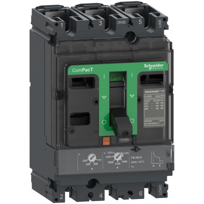 schneider 施耐德 型号：NSX250F TM250D 3P3D (3P) 固定式前接线 货号：C25F3TM250 描述：NSX250F 36kA AC 3P3D 250A TMD断路器