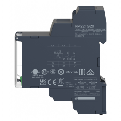 schneider 施耐德 型号RM22TG20 RM22控制继电器,三相监测,183…528Vac, 2 C/O