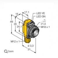 TURCK 图尔克传感器 定区域背景抑制型直反式传感器XSOR50-BT18-VN6X2-H1141