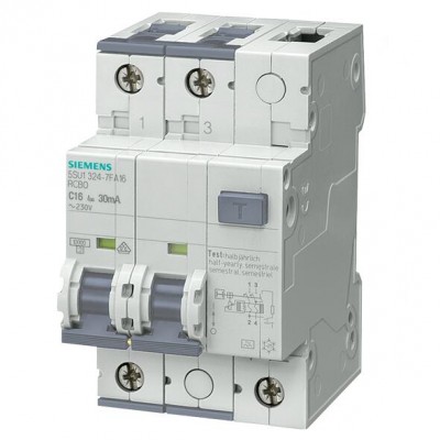 SIEMENS/西门子 低压配电与电气安装技术、母线、低压元器件、空气断路器、塑壳断路器、小型断路器、微型断路器、电子式剩余电流保护断路器5SU1324-7KX16